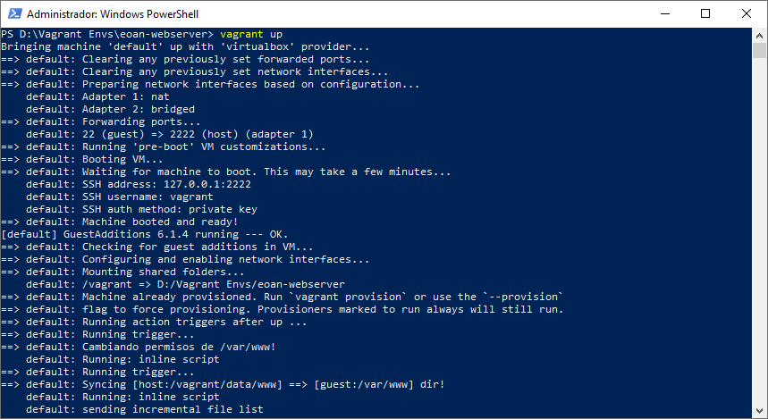 powershell vagrant up