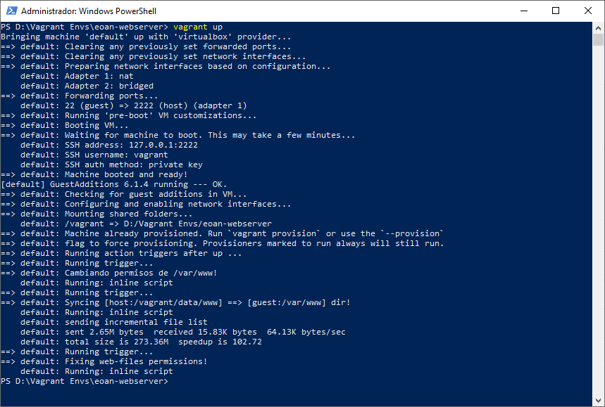 powershell vagrant up