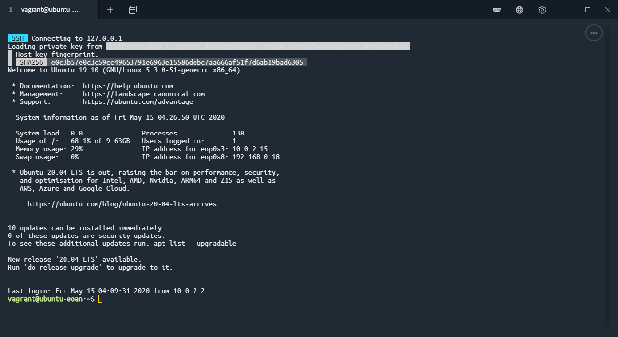terminus vagrant conectado