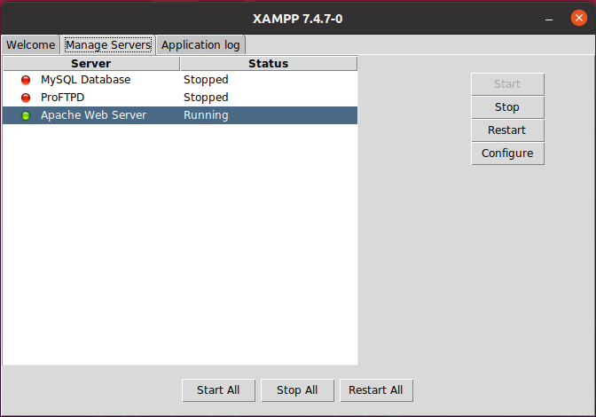 xampp linux manage servers ubuntu gui