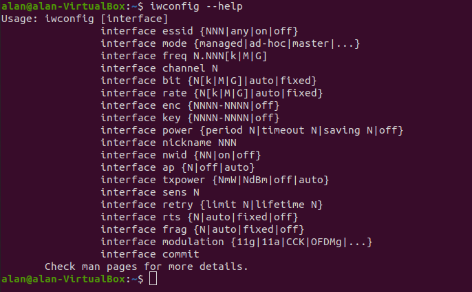 ubuntu iwconfig