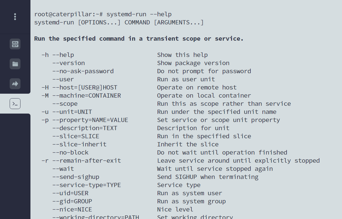 systemd-run help