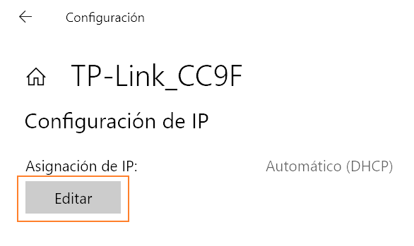 Windows 10 Configuración de IP automatic