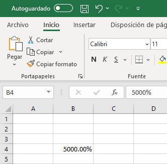 excel celda con porcentaje verificación