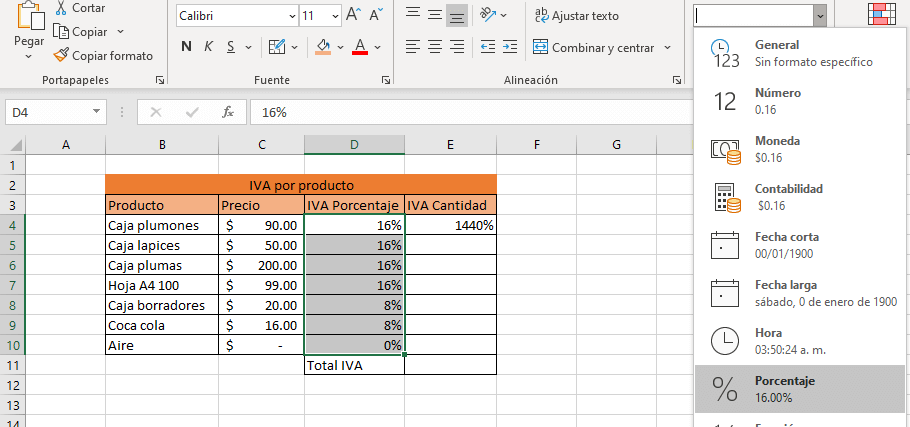 excel ejemplo de porcentaje de un numero paso 2