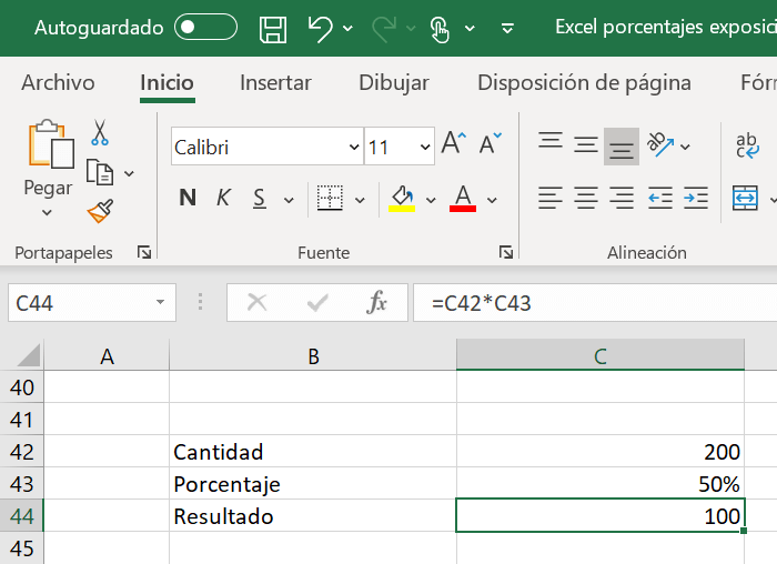 excel porcentaje de cantidad