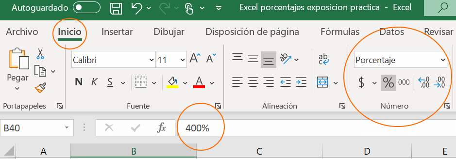 excel tipo de dato porcentaje