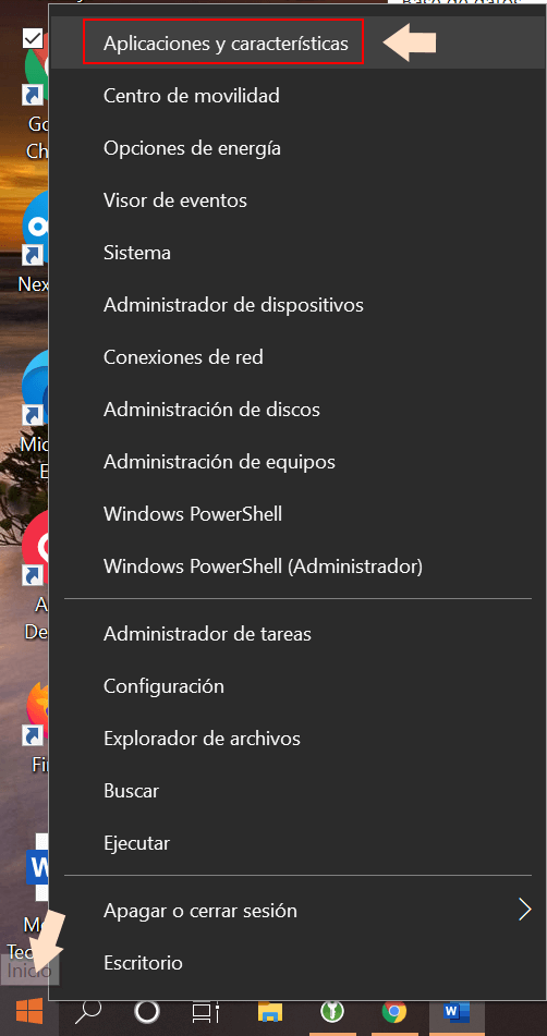 windows 10 menu inicio clic secundario