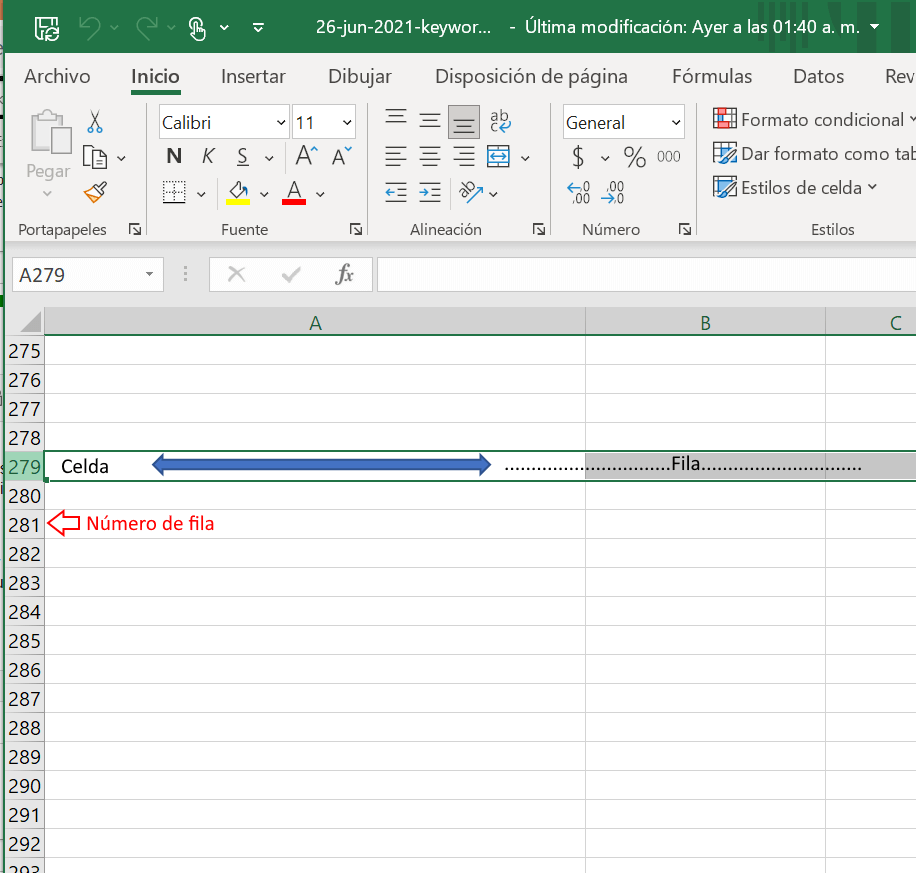 excel filas