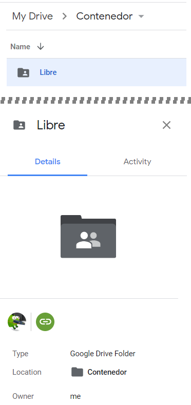google drive shared item details