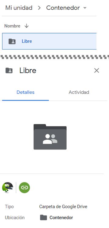 Google drive carpeta compartida detalles