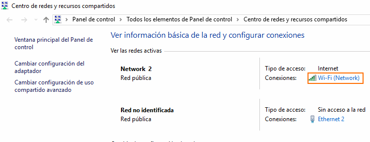 centro de redes y recursos compartidos windows